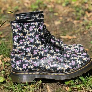 Barely Used Black And Floral Doc Martens!